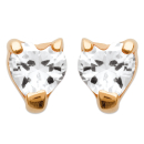 Boucles d'oreilles en plaqué-or et oxyde de zirconium. Coeur  Adulte Amour Enfant Femme Fille Indémodable 