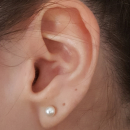 Boucles d'oreilles en plaqué-or et perle d'imitation. Boule Perle  Adulte Enfant Femme Fille Indémodable Mariage 