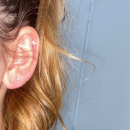 Boucles d'oreilles en plaqué-or et oxyde de zirconium. Puce Rond  Adulte Enfant Femme Fille Garçon Homme Indémodable Mixte 