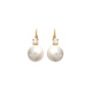 Boucles d'oreilles en plaqué-or, cubic zirconium et pierre d'imitation. Boule Perle  Adulte Femme Indémodable Mariage 