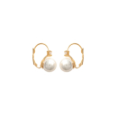 Boucles d'oreilles en plaqué-or, cubic zirconium et pierre d'imitation. Boule Perle  Adulte Femme Indémodable Mariage 