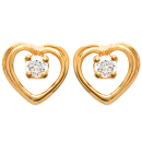 Boucles d'oreilles cœurs en plaqué-or et oxyde de zirconium. Coeur  Adulte Amour Femme Indémodable 