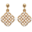 Boucles d'oreilles en plaqué or et oxyde de zirconium. Losange  Adulte Femme Indémodable 