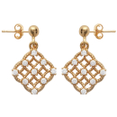 Boucles d'oreilles en plaqué or et oxyde de zirconium. Losange  Adulte Femme Indémodable 