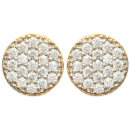 Boucles d'oreilles rondes en plaqué or jaune 18 carats serties d'oxydes de zirconium blancs. Rond  Adulte Femme Indémodable 