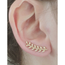 Boucles d'oreilles feuilles en plaqué or jaune 18 carats. Feuille Laurier Pendantes  Adolescent Adulte Femme Fille Indémodable Nature 