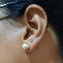Boucles d'oreilles en plaqué-or et perles d'imitation de Majorque. Boule Perle  Adulte Femme Indémodable Mariage 