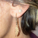 Boucles d'oreilles feuilles en plaqué or. Feuille  Adolescent Adulte Femme Fille Indémodable Nature 
