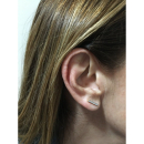 Boucles d'oreilles barres en plaqué or jaune 18 carats pavées d'oxydes de zirconium blancs.  Adolescent Adulte Femme Fille Indémodable 