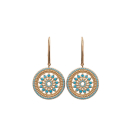 Boucles d'oreilles en plaqué or et pierres d'imitation turquoise. Cercle Pendantes Rond Turquoise  Adolescent Adulte Femme Fille Indémodable 