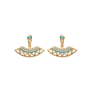 Boucles d'oreilles en plaqué or, oxyde de zirconium et pierres d'imitation turquoise. Pendantes Rond Turquoise  Adolescent Adulte Femme Fille Indémodable 