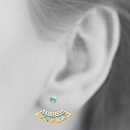 Boucles d'oreilles en plaqué or, oxyde de zirconium et pierres d'imitation turquoise. Pendantes Rond Turquoise  Adolescent Adulte Femme Fille Indémodable 
