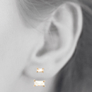 Boucles d'oreilles en plaqué or et oxyde de zirconium. Pendantes Rectangle  Adolescent Adulte Femme Fille Indémodable 