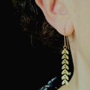 Boucles d'oreilles pendantes en forme de feuilles de laurier en plaqué or jaune 18 carats. Pendantes  Adolescent Adulte Femme Fille Indémodable 