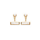 Boucles d'oreilles en plaqué or et oxyde de zirconium. Pendantes Rectangle Rond Strass  Adolescent Adulte Femme Fille Indémodable 