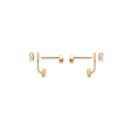 Boucles d'oreilles en plaqué or et oxyde de zirconium. Pendantes Rectangle Rond Strass  Adolescent Adulte Femme Fille Indémodable 