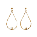 Boucles d'oreilles en plaqué or et oxyde de zirconium. Pendantes Rond  Adolescent Adulte Femme Fille Indémodable 