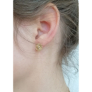 Boucles d'oreilles puces motif en relief en plaqué or 18 carats surmontées d'un oxyde de zirconium blanc. Puce Rond  Adolescent Adulte Femme Fille Indémodable 