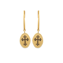 Boucles d'oreilles pendantes en plaqué or et croix en pierres synthétiques. Croix Pendantes  Adolescent Adulte Femme Fille Indémodable Religion Symboles 