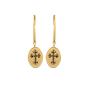 Boucles d'oreilles pendantes en plaqué or et croix en pierres synthétiques. Croix Pendantes  Adolescent Adulte Femme Fille Indémodable Religion Symboles 