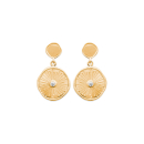 Boucles d'oreilles pendantes en plaqué or et oxydes de zirconium. Pendantes Rond  Adolescent Adulte Femme Fille Indémodable 