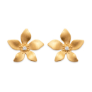 Boucles d'oreilles puces de la forme de fleurs en plaqué or 18 carats et oxydes de zirconium. Puce  Adolescent Adulte Femme Fille Fleurs Indémodable 