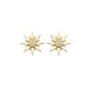 Boucles d'oreilles puces en forme d'étoile plaqué or jaune 18 carats surmontées d'un pavage rond d'oxydes de zirconium blancs. Etoile Puce Strass  Adolescent Adulte Femme Fille Indémodable Nature 