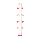 Boucles d'oreilles pendantes en plaqué or jaune 18 carats et pierres synthétiques de couleur rose. Pendantes Rond  Adolescent Adulte Femme Fille Indémodable 