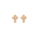 Boucles d'oreilles pendantes en forme de croix composées de losanges en plaqué or jaune 18 carats pavés d'oxydes de zirconium blancs. Croix Pendantes Strass  Adolescent Adulte Femme Fille Indémodable Religion Symboles 