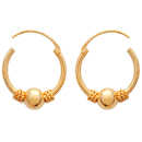 Boucles d'oreilles créoles de Bali en plaqué or 18 carats. Boule Créoles Rond  Adolescent Adulte Femme Fille Indémodable 