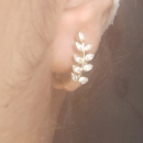 Boucles d'oreilles feuilles de laurier en plaqué or et oxyde de zirconium. Feuille Laurier  Adulte Femme Indémodable Nature 