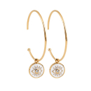 Boucles d'oreilles créoles avec pastille motif œil de Turquie en plaqué or, émail et oxydes de zirconium. Créoles Oeil Oeil de Turquie Pendantes Rond  Adolescent Adulte Femme Fille Indémodable Symboles 