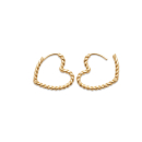 Boucles d'oreilles créoles en forme de cœur au fil tressé en plaqué or jaune 18 carats. Coeur Créoles  Adolescent Adulte Amour Femme Fille Indémodable 