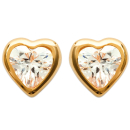 Boucles d'oreilles cœurs en plaqué-or et oxyde de zirconium. Coeur  Adulte Amour Enfant Femme Fille Indémodable 