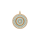 Pendentif en plaqué or et pierre d'imitation turquoise. Rond Turquoise  Adulte Femme Indémodable 