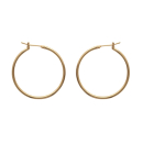 Boucles d'oreilles créoles en plaqué or jaune 18 carats.<br/>Fil rond.<br/>Le prix indiqué est celui de la paire. Créoles Rond  Adulte Femme Indémodable 