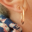 Paire de boucles d'oreilles créoles en plaqué or jaune 18 carats.<br/>Fil rond. Créoles Rond  Adolescent Adulte Femme Fille Indémodable 