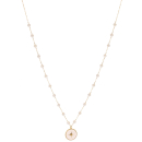 Collier composé d'une chaîne en acier doré, perles de couleur blanche et d'un pendentif pastille ronde pavée d'émail de couleur blanche et d'une étoile en acier doré.<br/>Fermoir mousqueton avec 5 cm de rallonge. Etoile Rond  Adolescent Adulte Femme Fille Indémodable Nature 