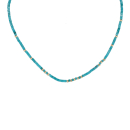 Collier composé de perles heishi en acier doré et en véritable pierre d'agate turquoise.<br/>Fermoir mousqueton avec 5 cm de rallonge. Elastique Perle Turquoise  Adolescent Adulte Femme Fille Indémodable 
