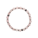 Bracelet élastique composé de perles en acier argenté et de perles en véritable pierre de quartz rose. Elastique Perle  Adolescent Adulte Femme Fille Indémodable 