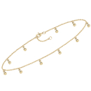 Bracelet chaîne cheville avec pampilles rondes en plaqué or jaune 18 carats. Cheville Rond  Adolescent Adulte Femme Fille Indémodable 