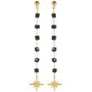 Boucles d'oreilles pendantes avec étoile en acier doré et perles carrées de couleur. Etoile Pendantes Perle  Adolescent Adulte Femme Fille Indémodable Nature 