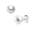 Boucles d'oreilles en acier chirurgical 316L et perles synthétiques. Boule Perle  Adolescent Adulte Femme Fille Indémodable 