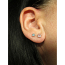 Boucles d'oreilles étoiles en argent 925/000 rhodié et oxyde de zirconium de couleur rose. Etoile Puce  Adolescent Adulte Enfant Femme Fille Indémodable Nature 