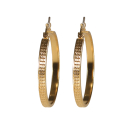 Boucles d'oreilles créoles fil carré avec motifs en acier doré. Créoles  Adolescent Adulte Femme Fille Indémodable 