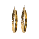 Boucles d'oreilles créoles fil carré avec motifs en acier doré. Créoles  Adolescent Adulte Femme Fille Indémodable 