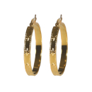 Boucles d'oreilles créoles fil carré avec motifs étoiles en acier doré. Créoles  Adolescent Adulte Femme Fille Indémodable 