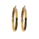 Boucles d'oreilles créoles fil carré avec motifs en acier doré. Créoles  Adolescent Adulte Femme Fille Indémodable 