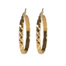 Boucles d'oreilles créoles fil carré avec motifs en acier doré. Créoles  Adolescent Adulte Femme Fille Indémodable 