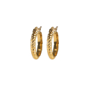Boucles d'oreilles créoles fil carré avec motifs en acier doré. Créoles  Adolescent Adulte Femme Fille Indémodable 